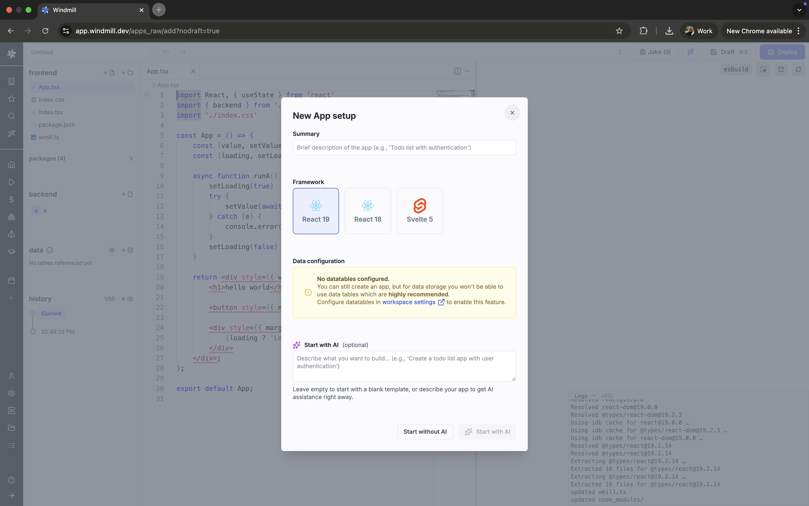 Full-code app builder